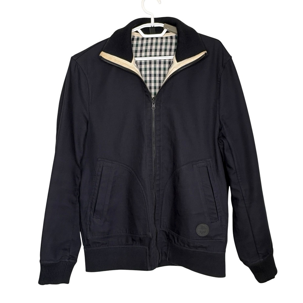 Ted Baker Reversible Full Zip Jacket Sz 3 M Golf Plaid Travel Pockets Classic